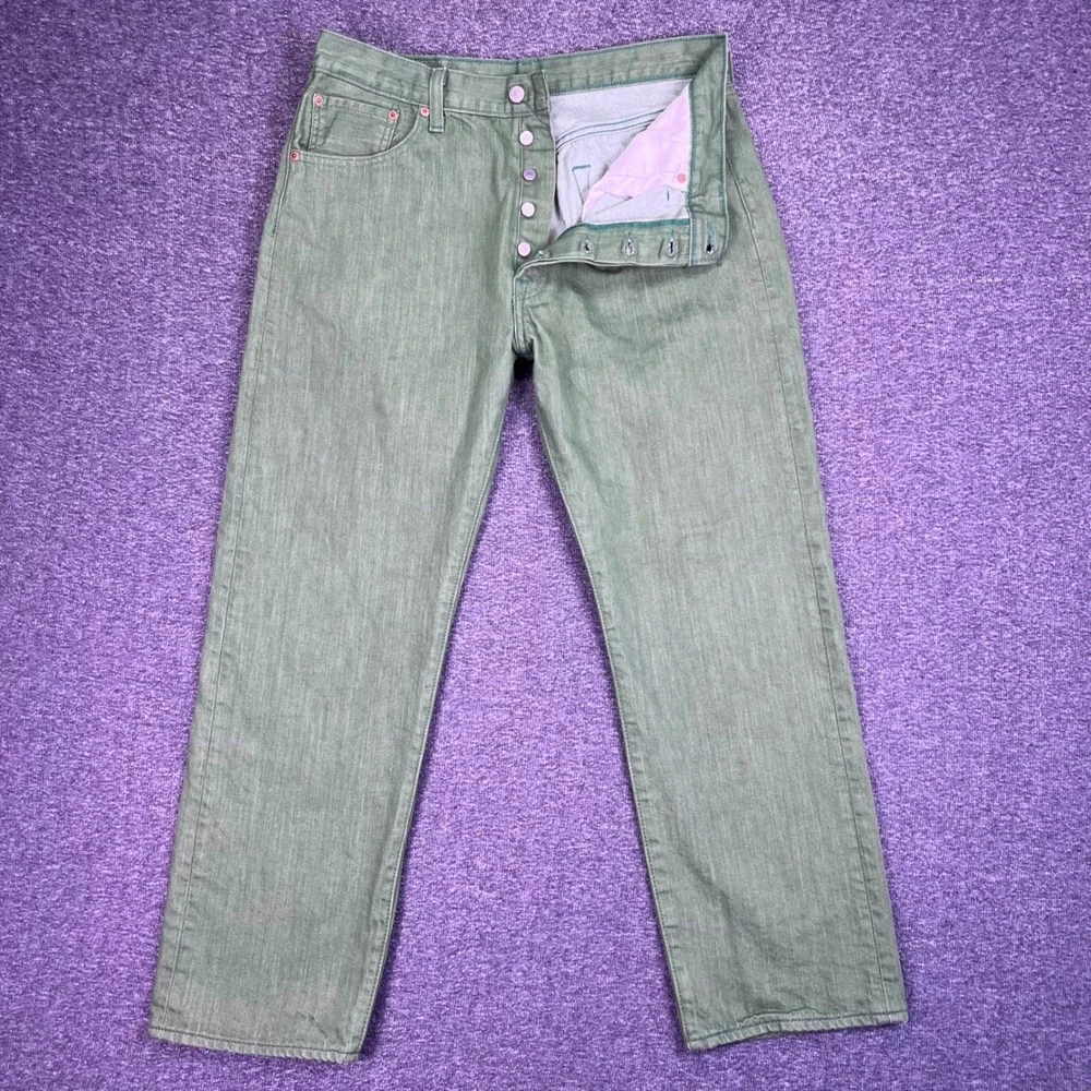 Levis 501 Original Jeans Mens 36x30 Green Straight Classic Button‎ Fly Fits34x28